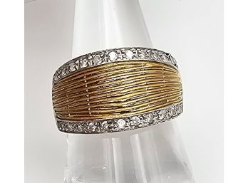 RSE Rhinestone Gold Over Sterling Silver Cocktail Ring Size 8.5 7.6 G