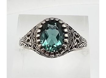 Jadeite Sterling Silver Cocktail Ring Size 8.25 2.6 G