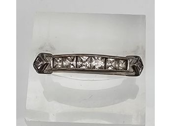 Rhinestone Sterling Silver Cocktail Ring Size 7 2.6 G