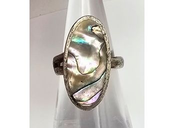 Abalone Sterling Silver Adjustable Ring 7.1 G