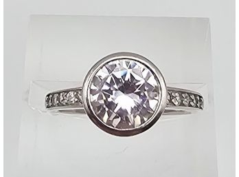 Rhinestone Sterling Silver Cocktail Ring Size 5.75 2.7 G