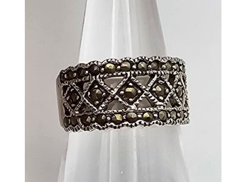 Marcasite Sterling Silver Cocktail Ring Size 7 5.4 G