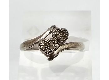 Signed Diamond Sterling Silver Cocktail Ring Size 6.75 2.8 G