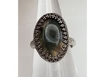Glass Sterling Silver Ring Size 5.75 5.9 G