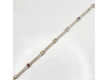 Garnet Amethyst Topaz Peridot Citrine Sterling Silver Bracelet 11 G