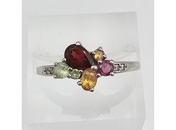 Gemstone Sterling Silver Cocktail Ring Size 7.5 2.5 G