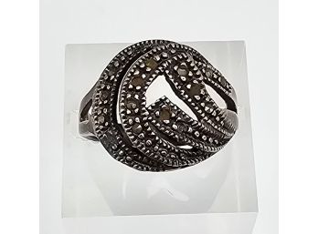 Marcasite Sterling Silver Cocktail Ring Size 6.5 4.7 G