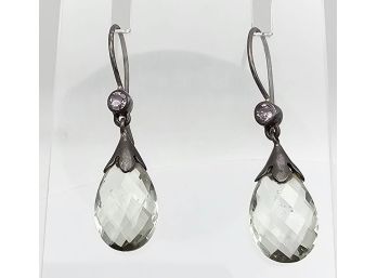 Crystal Sterling Silver Drop Dangle Earrings 3.3 G