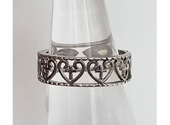 Sterling Silver Cross Heart Ring Size 5.5 2 G