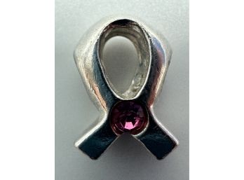 BB THA-sterling Silver Bow With Pink Stone Pendant, 2.22 G.