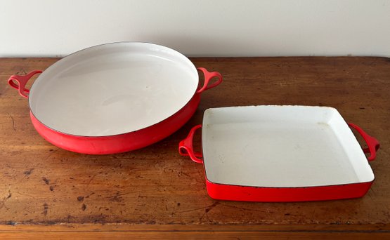 Vintage DANSK Kobenstyle Red Paella Pan & Casserole Dish Lot