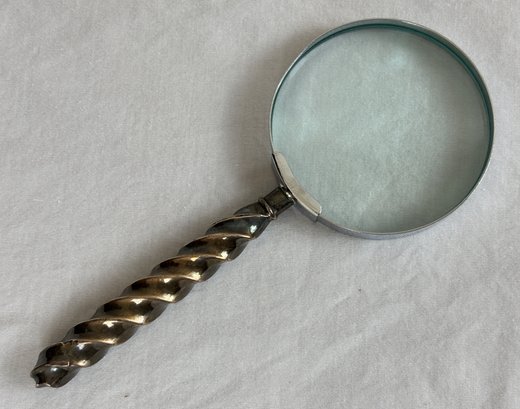Vintage Sterling Silver Twist Handle Magnifying Glass