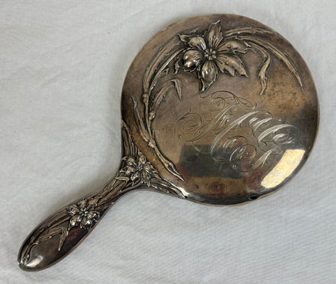 Antique Art Nouveau Sterling Silver Hand Mirror
