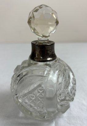 Antique Cut Crystal & Sterling Silver Perfume Scent Bottle #4