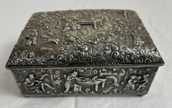 Antique Barbour Silver Co Plated Jewelry Dresser Box #1