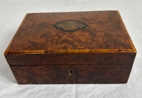 Antique Wood Jewelry Dresser Box Sterling Silver Detail