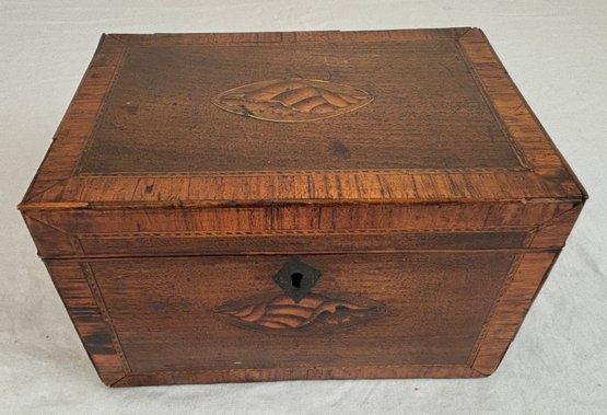 Antique English Wood Double Tea Box Inlay Marquetry