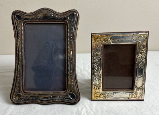 2 Antique Silver Plated Floral Photo Frames