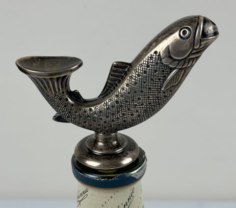 Antique R. Blackinton & Co Sterling Silver Figural Fish Liquor Bottle Pourer