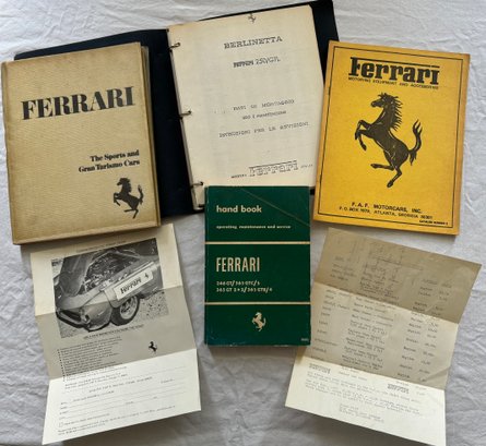 Vintage 1960's 1970's FERRARI Sports Car Handbook, Manual, Catalog LOT