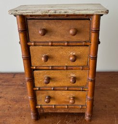 Antique French Faux Bamboo Miniature Chest Of Drawers