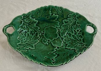 Antique English Green Majolica Serving Tray Platter