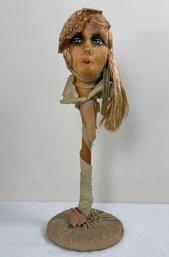 Antique French B. ALTMAN Boudoir Doll Head Wooden Hat Stand