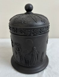 Vintage Wedgwood Black Basalt Jasperware Tobacco Jar