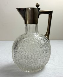 Antique Continental Silver & Cut Crystal Wine Pitcher 1895