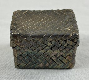 Vintage Taxco Mexico Sterling Silver Woven Pill Trinket Box