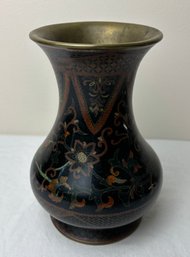 Vintage Chinese Brass Cloisonne Enamel Vase