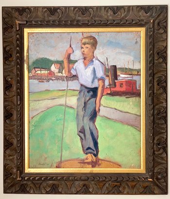 Rare Thomas Hart Benton Signed Original Oil Painting 1944 Size 29' By 33' Tall