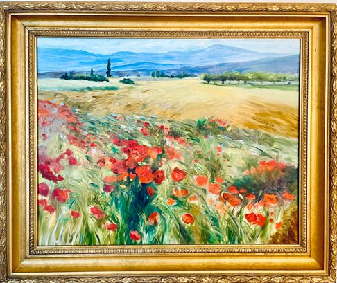 Stunning Original Signed Large Briggs Whiteford Painting Titled Poppy Fields