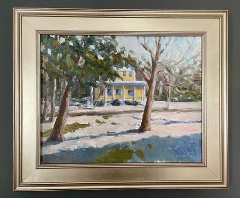 Original Signed Ken Dorros Oil Painting Framed The Yellow House