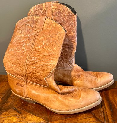 Vintage Pair Of Caramel Leather Dingo Mens Cowboy Boots Size 10.5