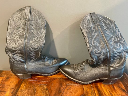 Rarely Worn Pair Of Mens Dan Post Cowboy Boots Size 10.5 Black Leather $665