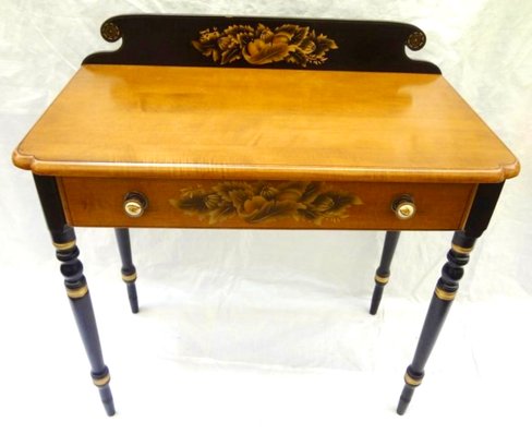 Vintage Hitchcock Black Stenciled Console Table Writing Desk
