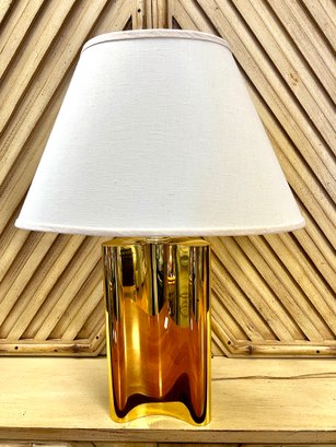 Luxurious Mid Century Curved Brass Lamp Architectural Digest Worthy!