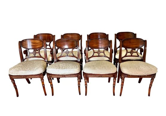 Elegant Set Of 8 Theodore Alexander Mahogany Dining Chairs