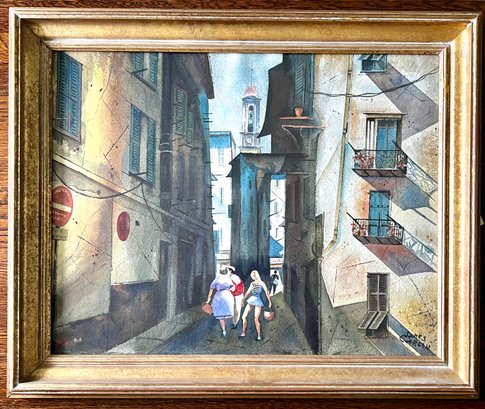 Coveted Signed Well Listed Artist James Carlin (1906-2005) Belfast Original Painting Under Glass 34 X 28
