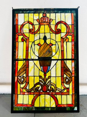 Highly Sought After Real Antique Stained Glass Window Hanging Art