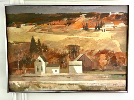Listed Artist Signed Paul Zimmerman Oil Painting Autumn Landscape  XL 52' X 38'