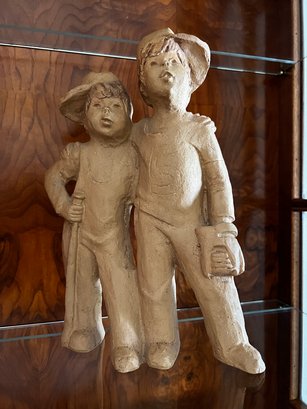 Clay Sculpture Of Two Boy, Brothers