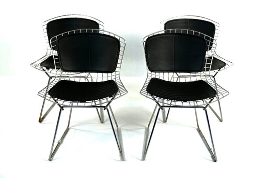 Iconic Mid Century Modern Set Of 4 Bertoia Style Wire Dining Chairs