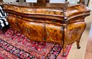 Exquisite Antique 19th Century 8' Burr Walnut Marquetry French Bombe Style Credenza Sideboard