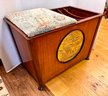 Unusual And Compelling Mahogany Storage Bench And Magazine Rack With Brass Insert