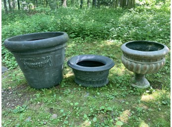 Lot Of 3 Resin Planters Urns Pots