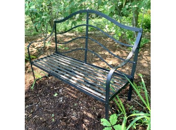 Black Cast Iron Slatted Outdoor Garden Bench