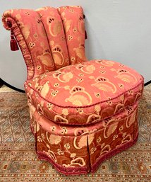 Stunning Clarence House Silk Channel Back Slipper Chair In Scalamandre Fabric $2800