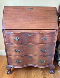 Antique Mahogany Governor Winthrop Dresser Secretary Desk With Ball And Claw Feet